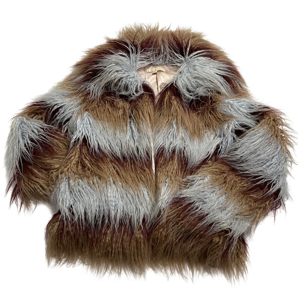 Blush Noir Faux Fur Coat in Blue Brown